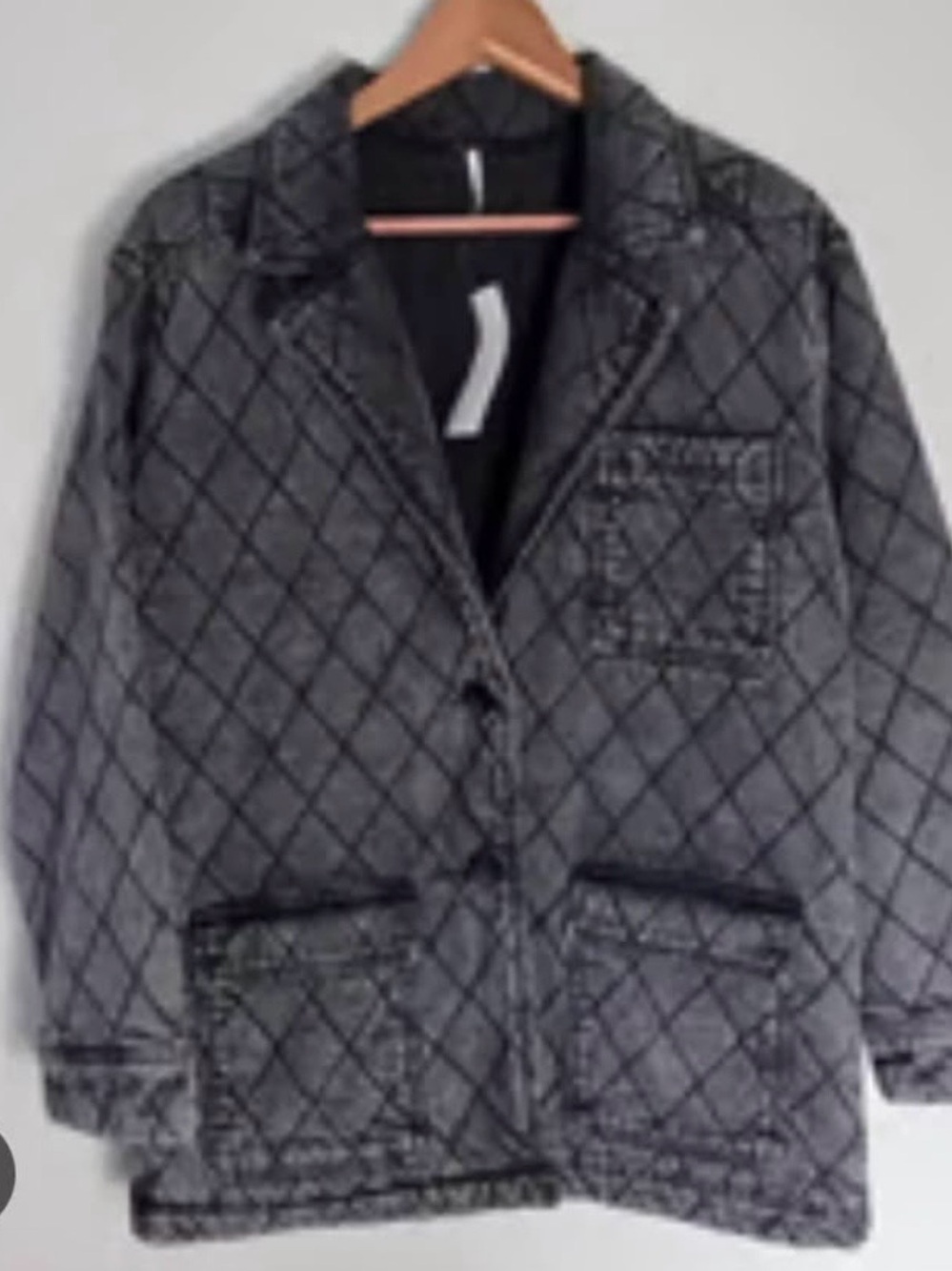 YFB Quilted Gray Women's Blazer Jacket - Classic Patch Pocket Blazer